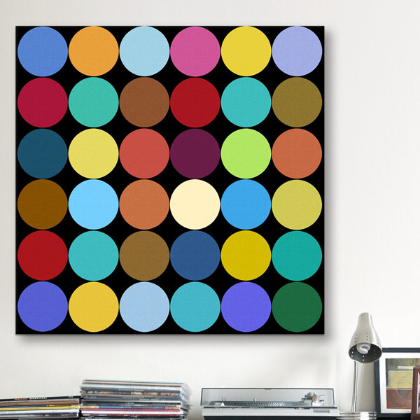 Wade Logan® Albree Modern Dots Nine Colors Wrapped Canvas Print Wayfair